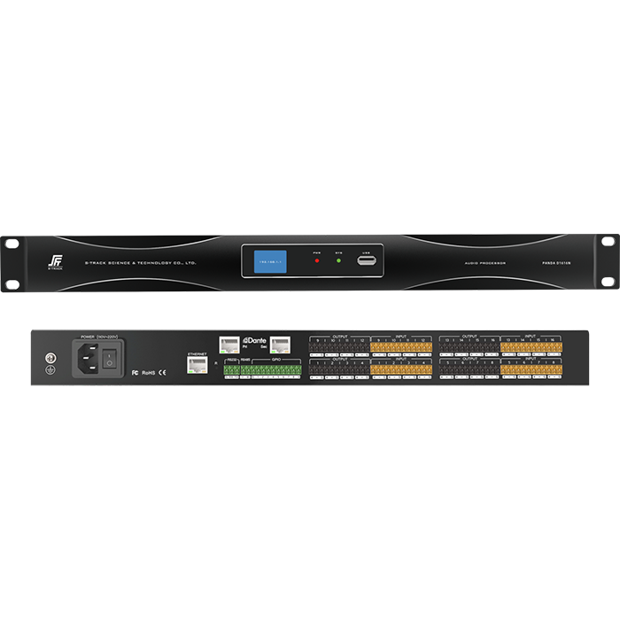 Dante 16 in 16 Out Network Audio Processor med skärm